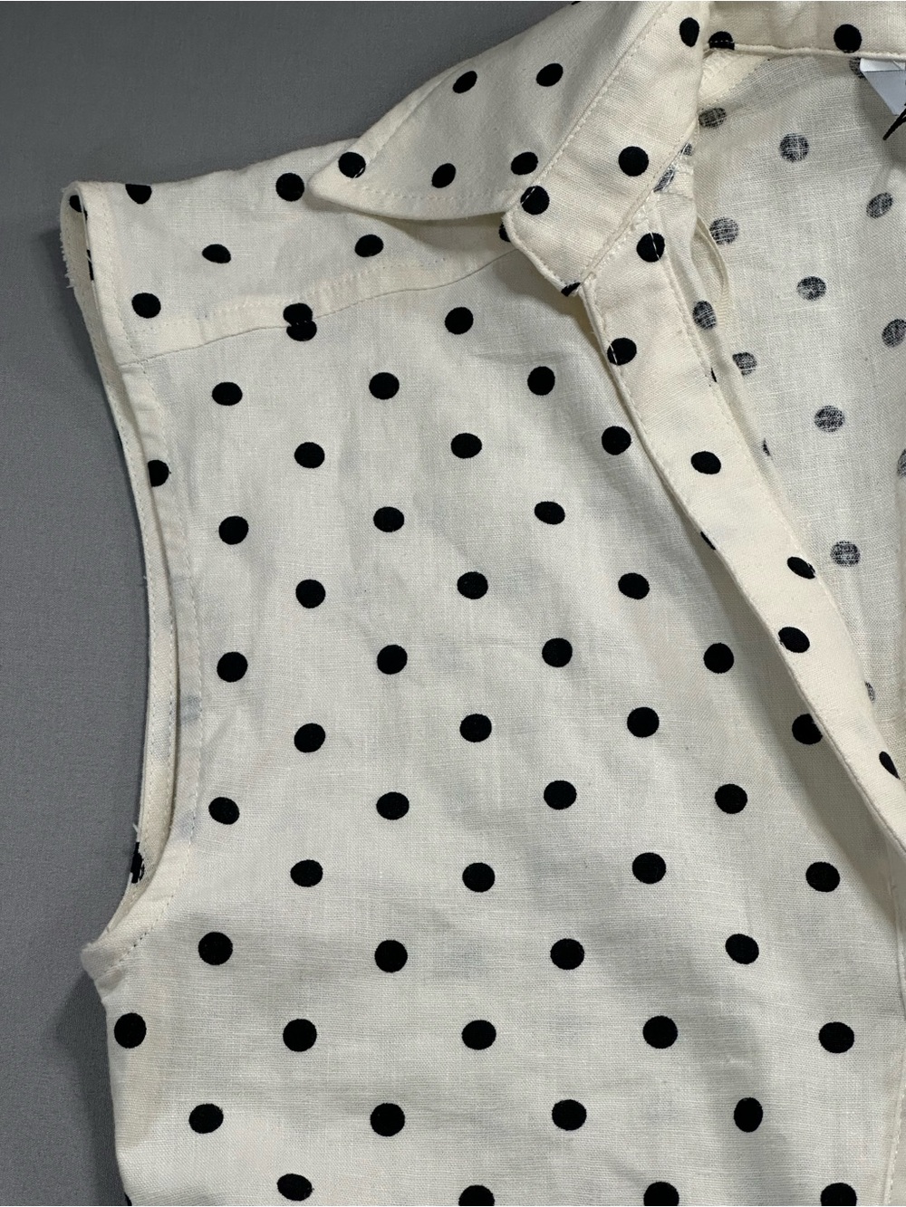 Zara Polka-Dot Linen-Blend Fitted Midi Dress, Cap Sleeve, Ruched - Womens XS - Picture 5 of 16